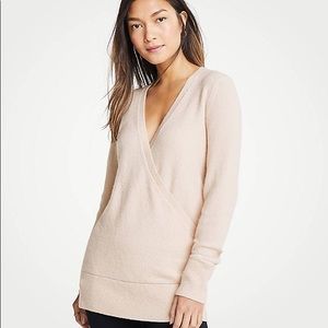 Ann Taylor Wrap Sweater NWOT Beige Pink Petite XS